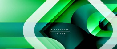 Çizgiler ve modern formlarla vektör geometrik arkaplan. Soyut yuvarlak şekiller, gölge ve ışık efektleri ile akışkan eğimli