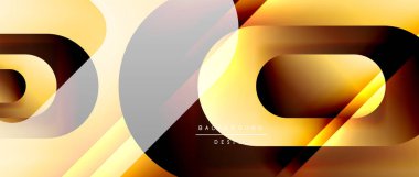 Çizgiler ve modern formlarla vektör geometrik arkaplan. Soyut yuvarlak şekiller, gölge ve ışık efektleri ile akışkan eğimli