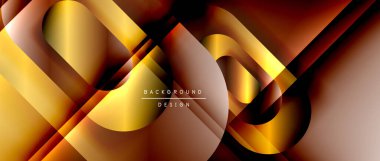 Çizgiler ve modern formlarla vektör geometrik arkaplan. Soyut yuvarlak şekiller, gölge ve ışık efektleri ile akışkan eğimli