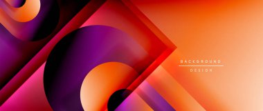 Çizgiler ve modern formlarla vektör geometrik arkaplan. Soyut yuvarlak şekiller, gölge ve ışık efektleri ile akışkan eğimli