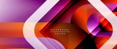 Çizgiler ve modern formlarla vektör geometrik arkaplan. Soyut yuvarlak şekiller, gölge ve ışık efektleri ile akışkan eğimli