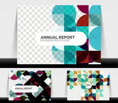 Geometrik çember arkaplanlı A4 yatay broşür şürleri