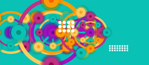 Επίπεδη γεωμετρικό αφηρημένο φόντο στυλ, στρογγυλές κουκίδες ή συνδέσεις κύκλο στο φόντο χρώμα. Έννοια τεχνολογικού δικτύου. — Διανυσματικό Αρχείο
