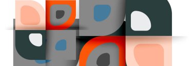 Soyut yuvarlak şekiller ve gölge efektleri tekrarlanan vektör modern geometrik arkaplan kümesi