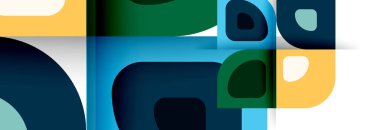 Soyut yuvarlak şekiller ve gölge efektleri tekrarlanan vektör modern geometrik arkaplan kümesi