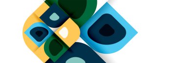 Soyut yuvarlak şekiller ve gölge efektleri tekrarlanan vektör modern geometrik arkaplan kümesi