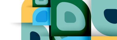 Soyut yuvarlak şekiller ve gölge efektleri tekrarlanan vektör modern geometrik arkaplan kümesi