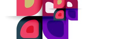 Soyut yuvarlak şekiller ve gölge efektleri tekrarlanan vektör modern geometrik arkaplan kümesi