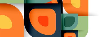 Soyut yuvarlak şekiller ve gölge efektleri tekrarlanan vektör modern geometrik arkaplan kümesi