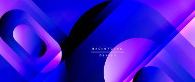 Çizgiler ve modern formlarla vektör geometrik arkaplan. Soyut yuvarlak şekiller, gölge ve ışık efektleri ile akışkan eğimli