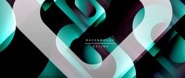 Çizgiler ve modern formlarla vektör geometrik arkaplan. Soyut yuvarlak şekiller, gölge ve ışık efektleri ile akışkan eğimli