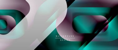 Çizgiler ve modern formlarla vektör geometrik arkaplan. Soyut yuvarlak şekiller, gölge ve ışık efektleri ile akışkan eğimli