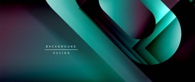 Çizgiler ve modern formlarla vektör geometrik arkaplan. Soyut yuvarlak şekiller, gölge ve ışık efektleri ile akışkan eğimli