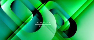 Çizgiler ve modern formlarla vektör geometrik arkaplan. Soyut yuvarlak şekiller, gölge ve ışık efektleri ile akışkan eğimli