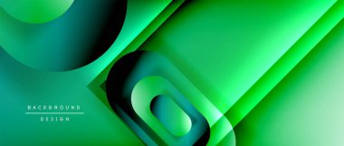 Çizgiler ve modern formlarla vektör geometrik arkaplan. Soyut yuvarlak şekiller, gölge ve ışık efektleri ile akışkan eğimli