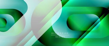 Çizgiler ve modern formlarla vektör geometrik arkaplan. Soyut yuvarlak şekiller, gölge ve ışık efektleri ile akışkan eğimli