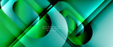 Çizgiler ve modern formlarla vektör geometrik arkaplan. Soyut yuvarlak şekiller, gölge ve ışık efektleri ile akışkan eğimli