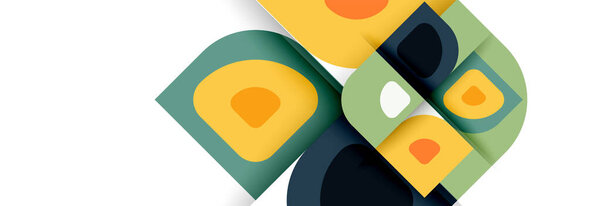 Set of vector modern geometric abstract backgrounds with repeating abstract round shapes patterns and shadow effects