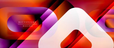 Çizgiler ve modern formlarla vektör geometrik arkaplan. Soyut yuvarlak şekiller, gölge ve ışık efektleri ile akışkan eğimli