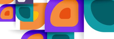 Soyut yuvarlak şekiller ve gölge efektleri tekrarlanan vektör modern geometrik arkaplan kümesi