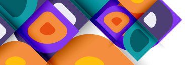 Soyut yuvarlak şekiller ve gölge efektleri tekrarlanan vektör modern geometrik arkaplan kümesi