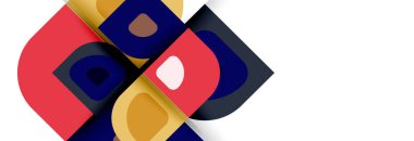 Soyut yuvarlak şekiller ve gölge efektleri tekrarlanan vektör modern geometrik arkaplan kümesi