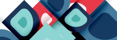 Soyut yuvarlak şekiller ve gölge efektleri tekrarlanan vektör modern geometrik arkaplan kümesi