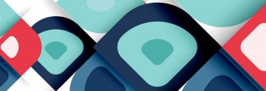 Soyut yuvarlak şekiller ve gölge efektleri tekrarlanan vektör modern geometrik arkaplan kümesi