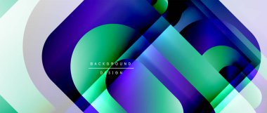 Çizgiler ve modern formlarla vektör geometrik arkaplan. Soyut yuvarlak şekiller, gölge ve ışık efektleri ile akışkan eğimli