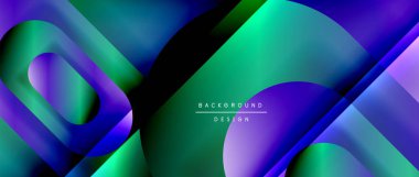 Çizgiler ve modern formlarla vektör geometrik arkaplan. Soyut yuvarlak şekiller, gölge ve ışık efektleri ile akışkan eğimli