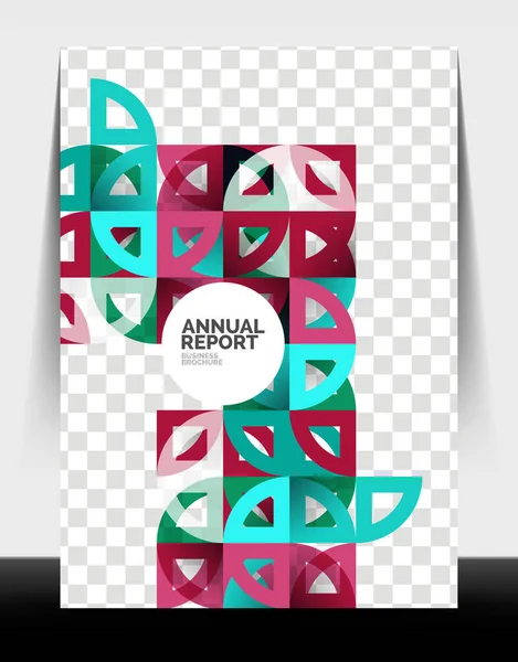 Business flyer annual report, circle and triangle shapes modern design — Stock Vector