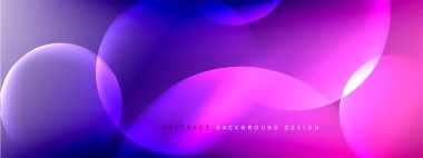 Vektör soyut arka plan sıvı baloncuk daireleri, gölgeler ve ışık efektleri ile sıvı gradyan. Metin için parlak tasarım şablonları