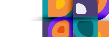 Soyut yuvarlak şekiller ve gölge efektleri tekrarlanan vektör modern geometrik arkaplan kümesi