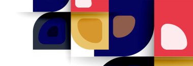 Soyut yuvarlak şekiller ve gölge efektleri tekrarlanan vektör modern geometrik arkaplan kümesi