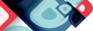 Soyut yuvarlak şekiller ve gölge efektleri tekrarlanan vektör modern geometrik arkaplan kümesi