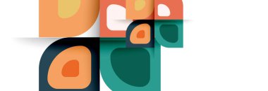 Soyut yuvarlak şekiller ve gölge efektleri tekrarlanan vektör modern geometrik arkaplan kümesi