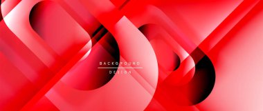 Çizgiler ve modern formlarla vektör geometrik arkaplan. Soyut yuvarlak şekiller, gölge ve ışık efektleri ile akışkan eğimli