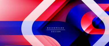 Çizgiler ve modern formlarla vektör geometrik arkaplan. Soyut yuvarlak şekiller, gölge ve ışık efektleri ile akışkan eğimli