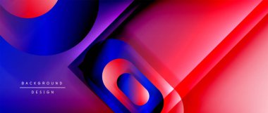 Çizgiler ve modern formlarla vektör geometrik arkaplan. Soyut yuvarlak şekiller, gölge ve ışık efektleri ile akışkan eğimli