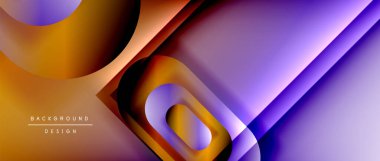 Çizgiler ve modern formlarla vektör geometrik arkaplan. Soyut yuvarlak şekiller, gölge ve ışık efektleri ile akışkan eğimli