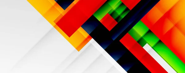 Fondos geométricos abstractos con líneas de sombra, formas modernas, rectángulos, cuadrados y gradientes fluidos. Brillantes rayas de colores frescos telones de fondo — Archivo Imágenes Vectoriales