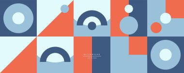 Neo memphis geometrik deseni daireler, kareler ve çizgilerle. Kapaklar, afişler, el ilanları ve posterler ve diğer şablonlar için pop sanatları soyut arka plan