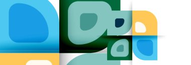 Soyut yuvarlak şekiller ve gölge efektleri tekrarlanan vektör modern geometrik arkaplan kümesi