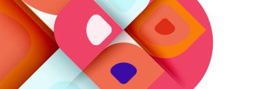 Soyut yuvarlak şekiller ve gölge efektleri tekrarlanan vektör modern geometrik arkaplan kümesi