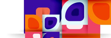 Soyut yuvarlak şekiller ve gölge efektleri tekrarlanan vektör modern geometrik arkaplan kümesi