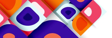 Soyut yuvarlak şekiller ve gölge efektleri tekrarlanan vektör modern geometrik arkaplan kümesi