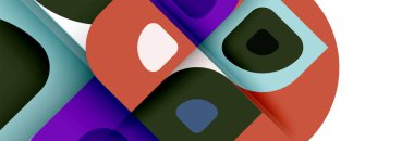 Soyut yuvarlak şekiller ve gölge efektleri tekrarlanan vektör modern geometrik arkaplan kümesi