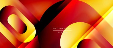 Çizgiler ve modern formlarla vektör geometrik arkaplan. Soyut yuvarlak şekiller, gölge ve ışık efektleri ile akışkan eğimli