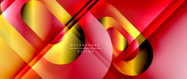 Çizgiler ve modern formlarla vektör geometrik arkaplan. Soyut yuvarlak şekiller, gölge ve ışık efektleri ile akışkan eğimli