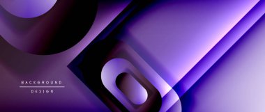 Çizgiler ve modern formlarla vektör geometrik arkaplan. Soyut yuvarlak şekiller, gölge ve ışık efektleri ile akışkan eğimli